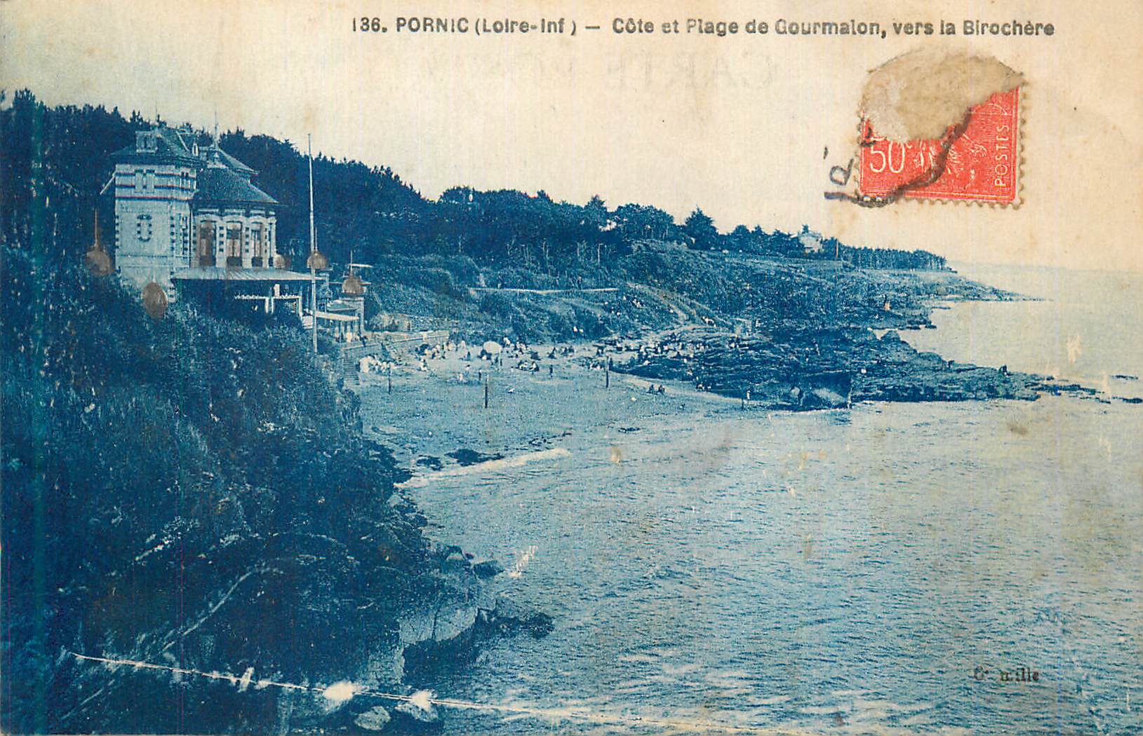 CPA Pornic Loire Inf Cote et Plage de Gourmalon vers la Birochere