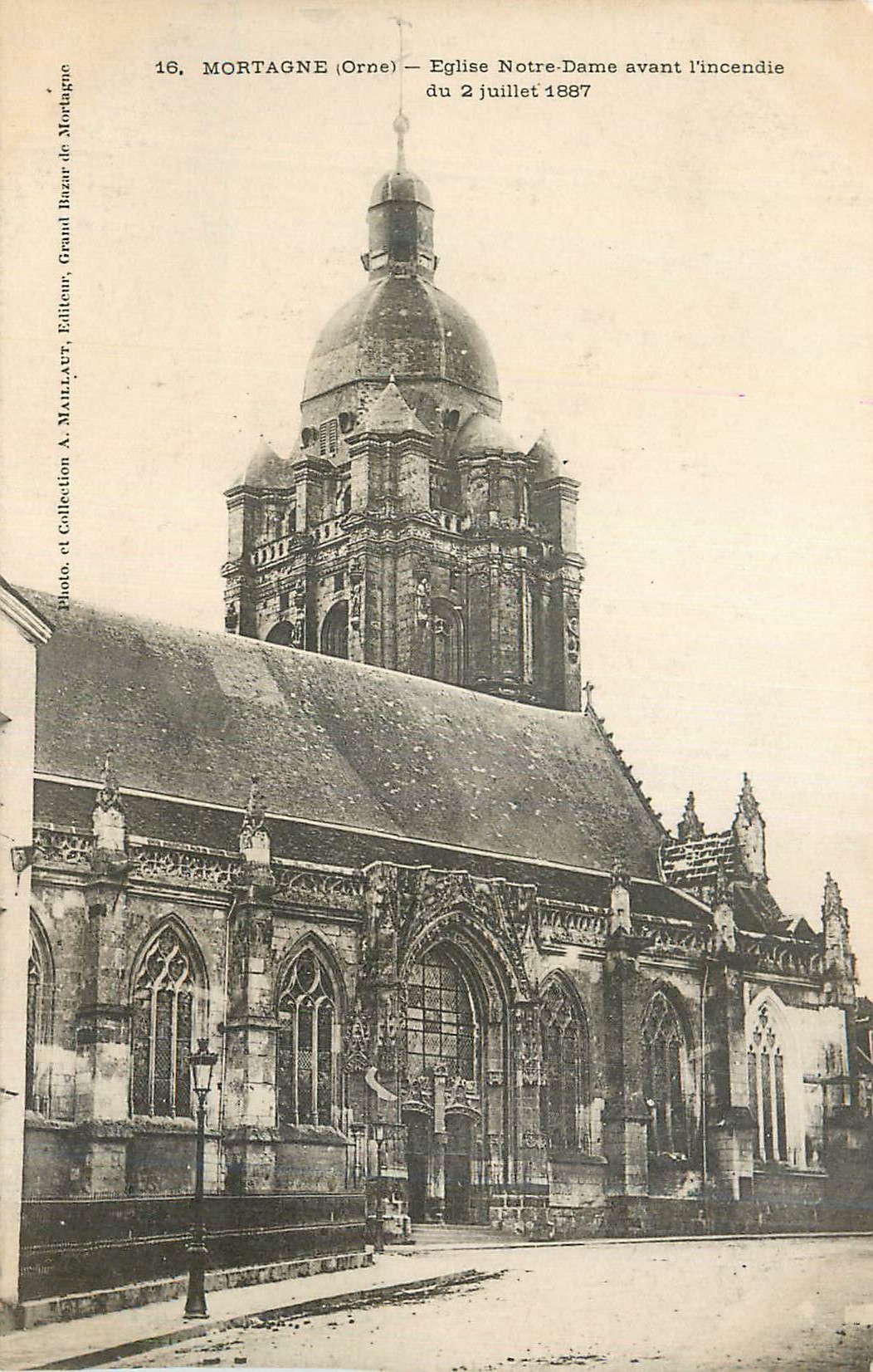 CPA Mortagne Orne Eglise Notre Dame avant l incendie du 2 juillet 1887