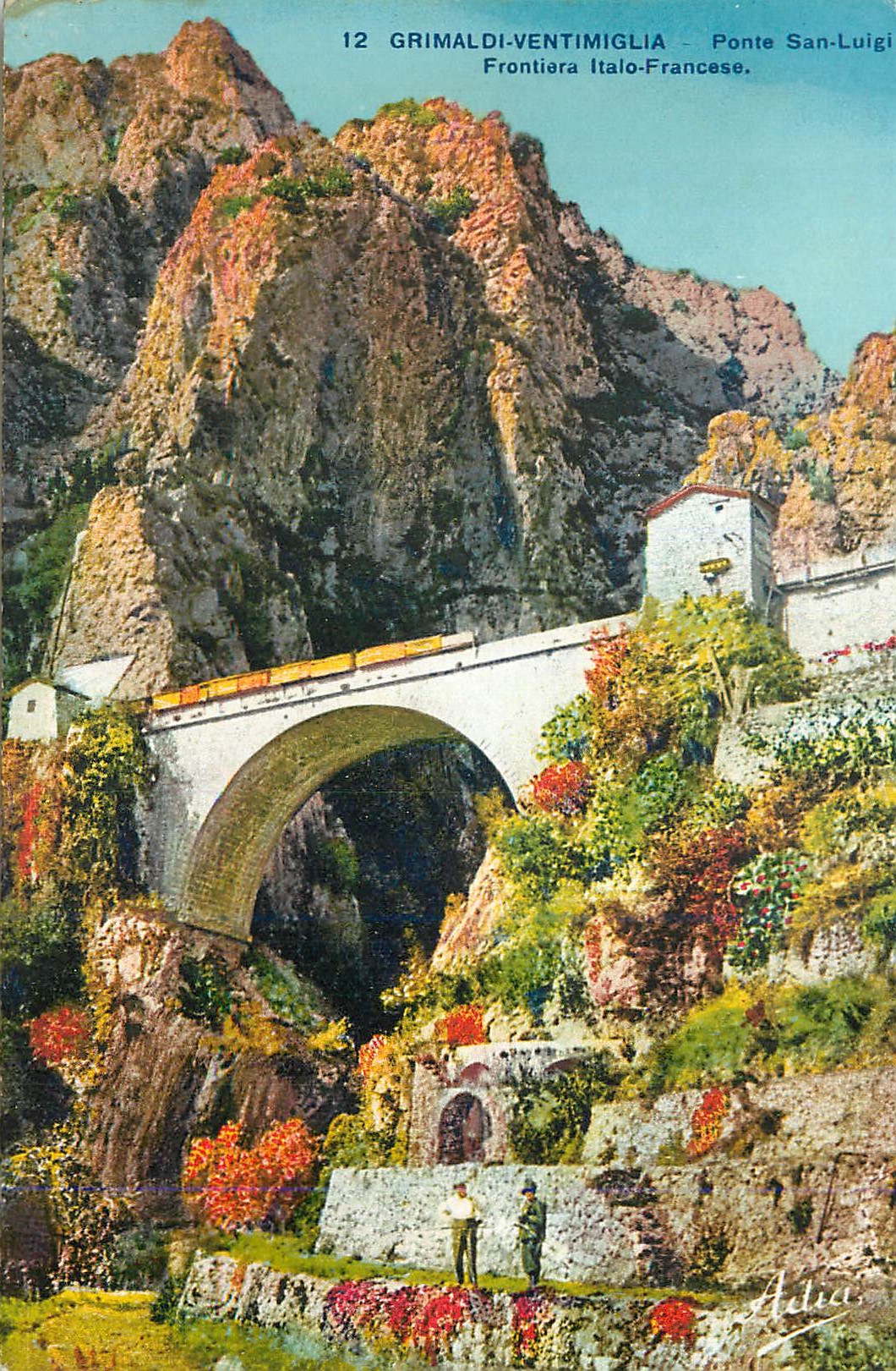 CPA Grimaldi Ventimiglia Ponte San Luigi Fontiera Italo Francese