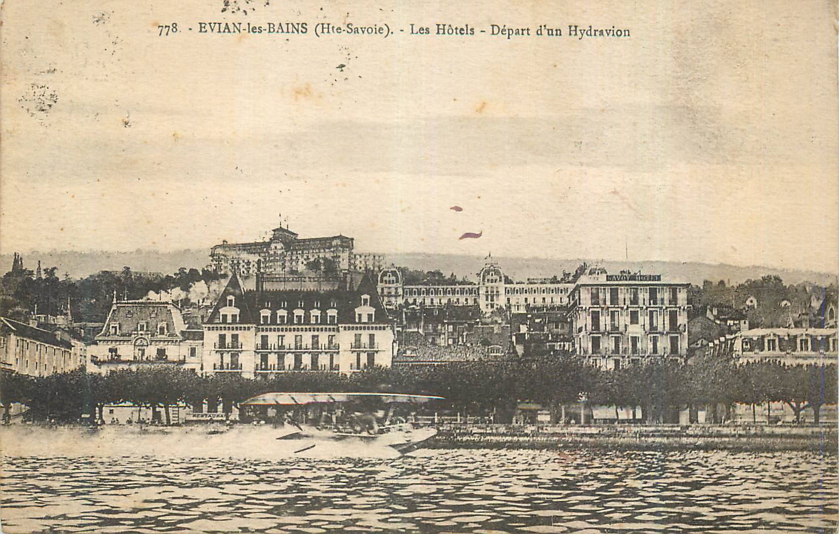 CPA Evian les Bains Hte Savoie Les Hotels Depart d un Hydravion