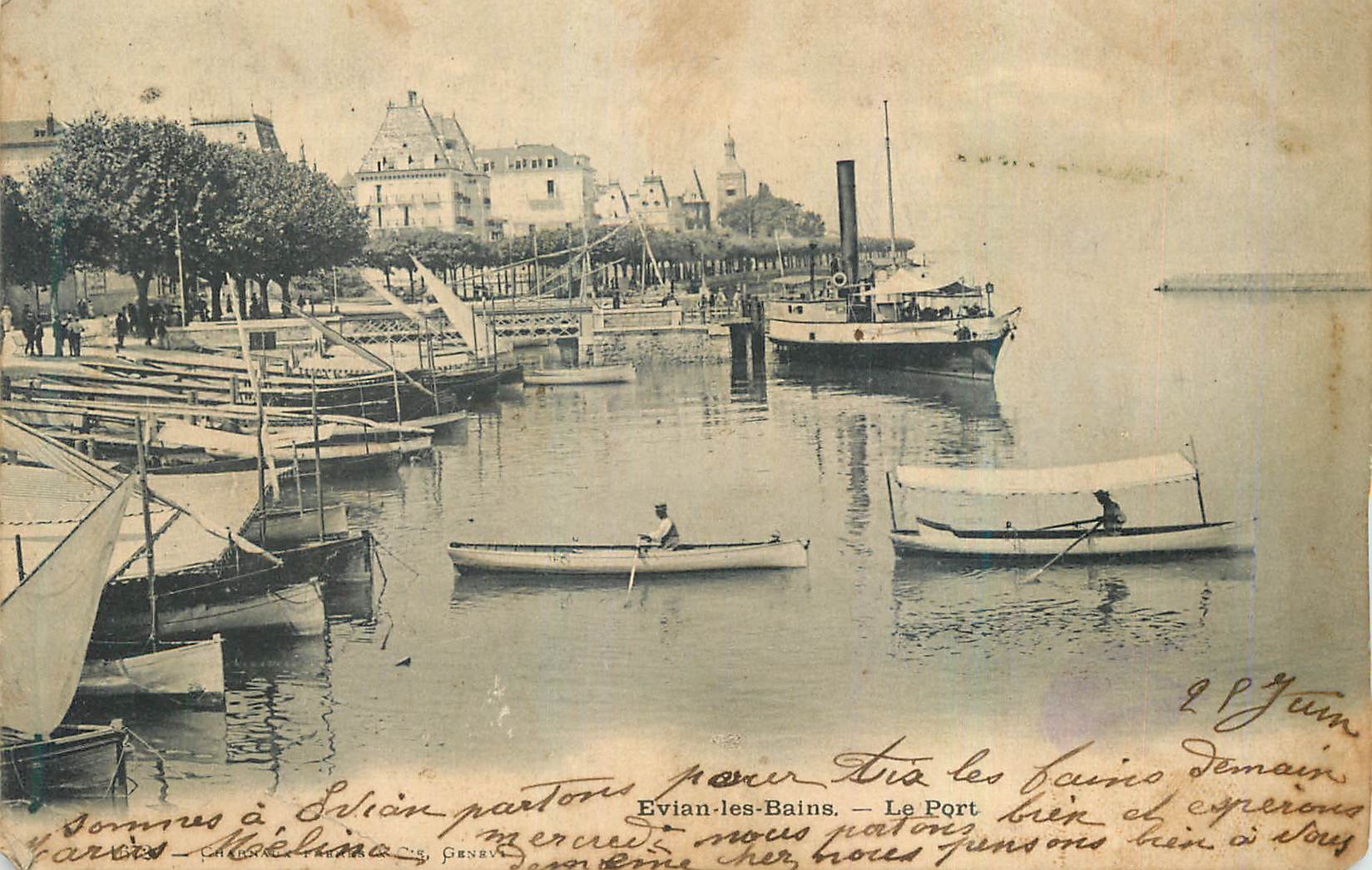 CPA Evian les Bains Le Port Bateau