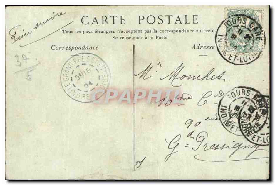CPA Costume Folklore Coiffure de la Touraine (Tours) — Verso
