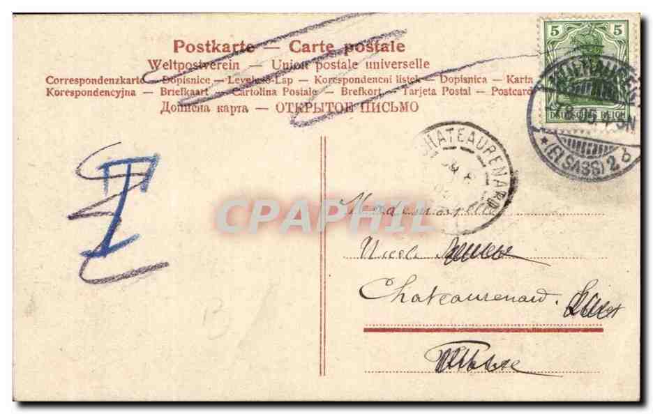 CPA Costume Folklore Alsacienne (Alsace Lorraine) — Verso