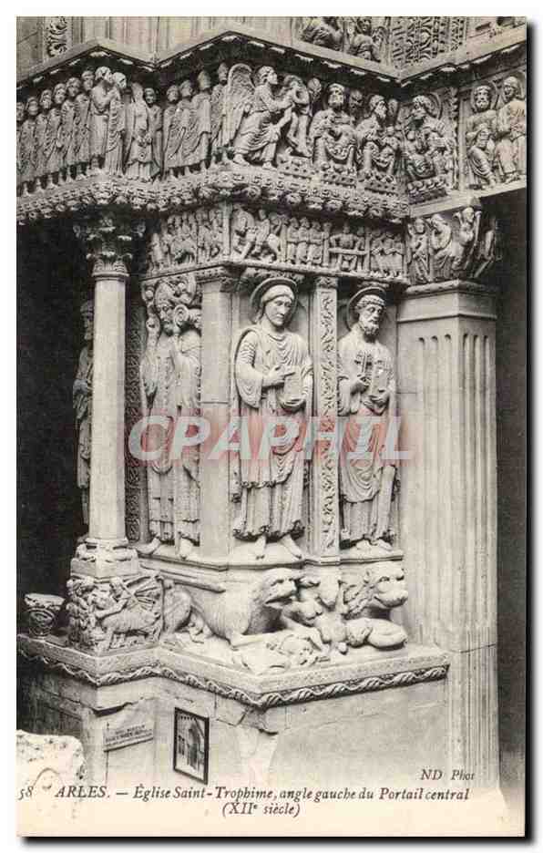 Arles CPA Eglise SAin TRophime angle gauche du portail central