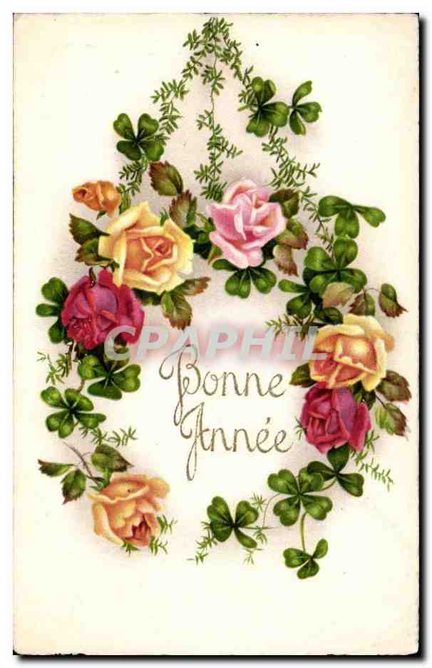 CPA Fantaisie Bonne Annee Fleurs
