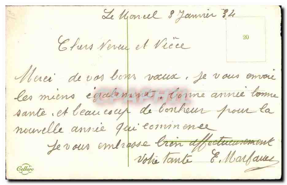 CPA Fantaisie Bonne Annee Fleurs — Verso