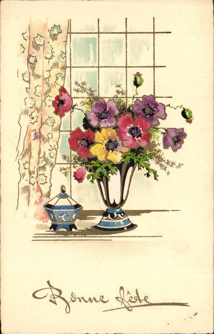 Fleurs dans un vase — Bonne fête — Imprint