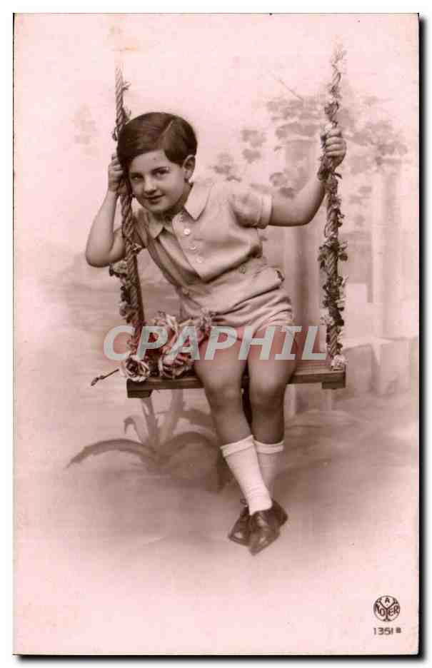CPA Fantaisie Enfant et balancoire