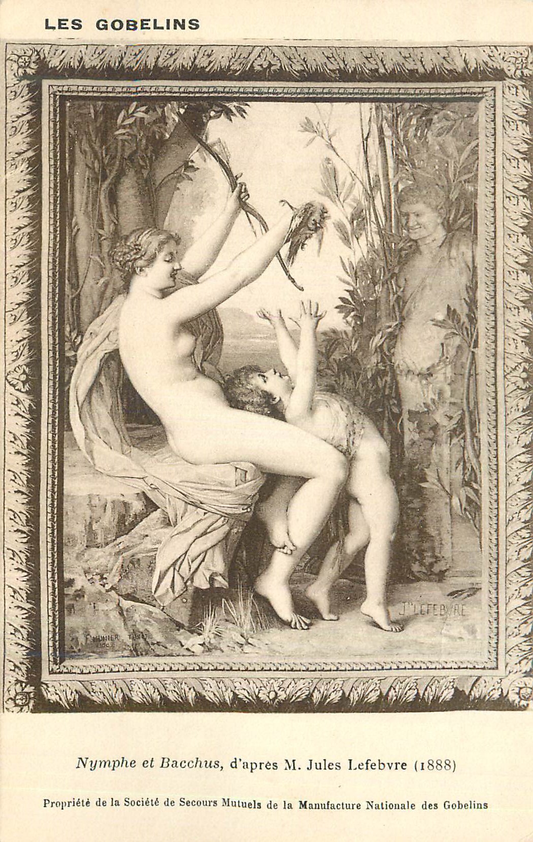 CPA Les Gobelins Nymphe et Bacchus d'apres M Jules Lefebvre (1888)