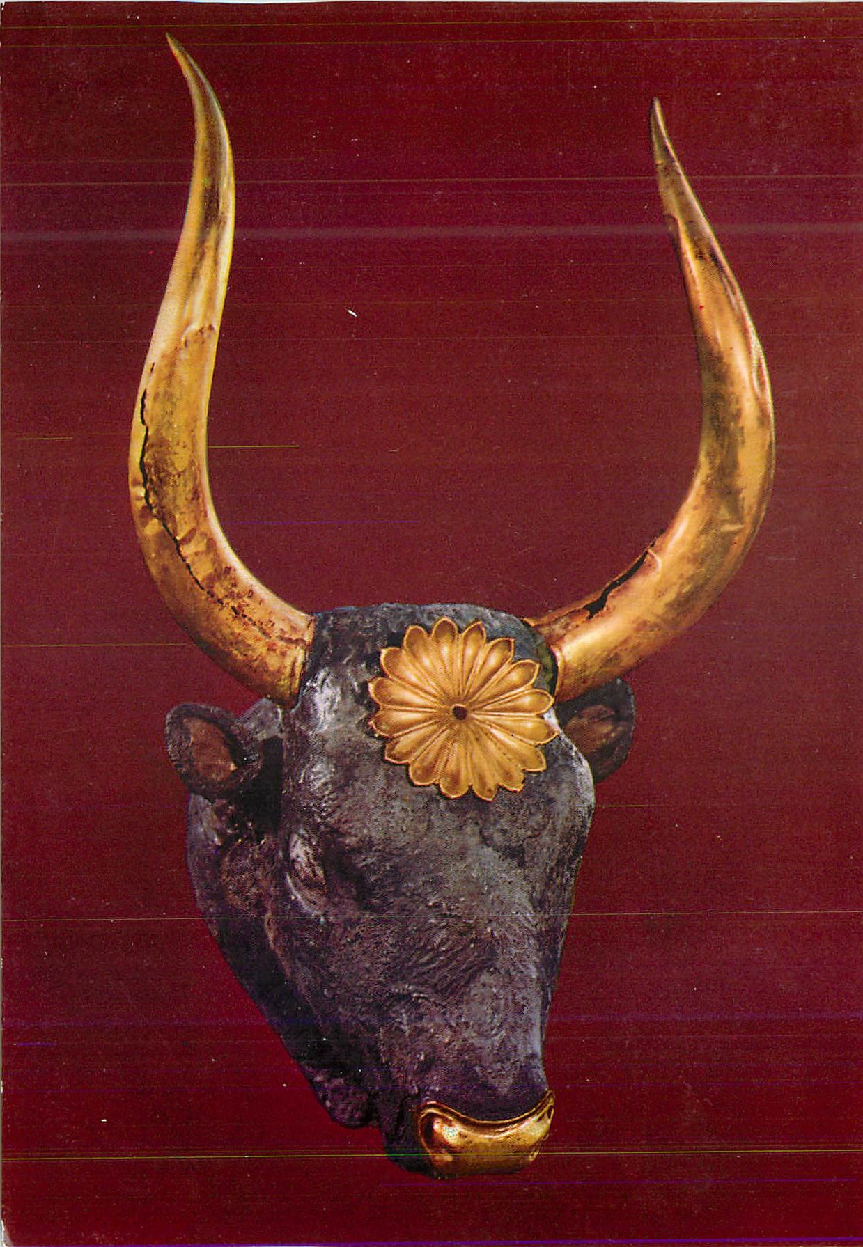Tête de taureau ornée — décor doré — éditeur inconnu