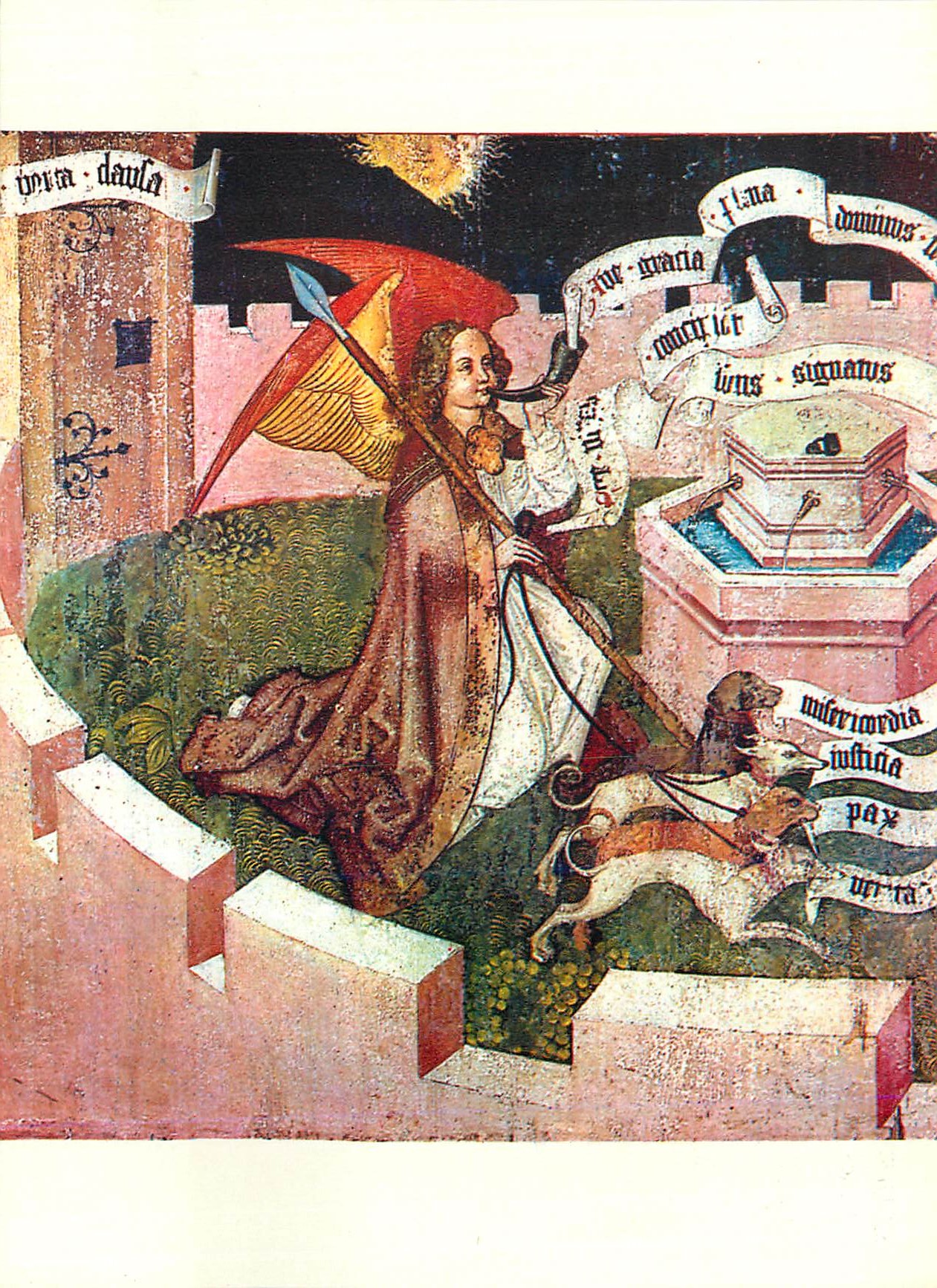 Saint Michel terrassant le dragon — peinture murale médiévale — éditeur inconnu