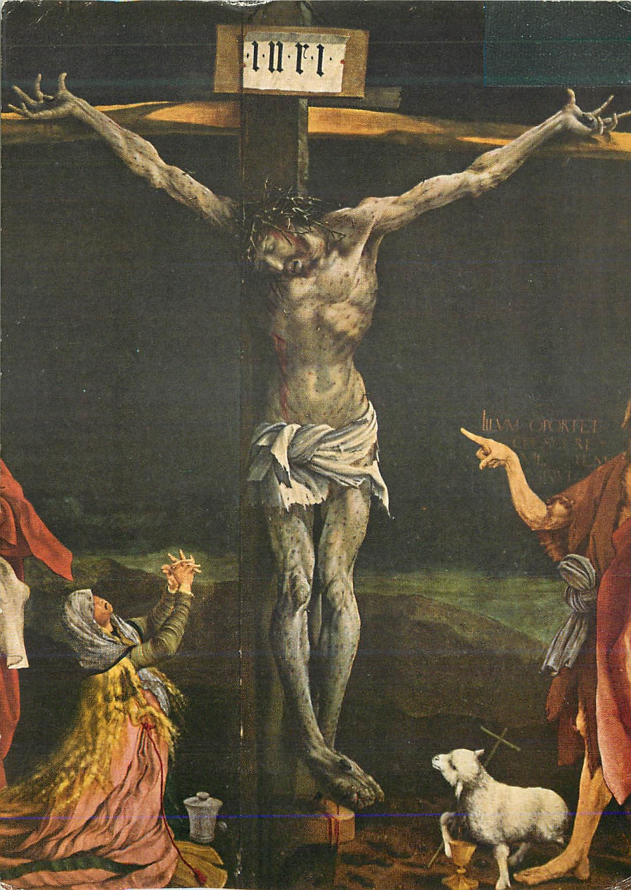 Crucifixion de Jésus — peinture religieuse — éditeur inconnu, n° de série non lisible