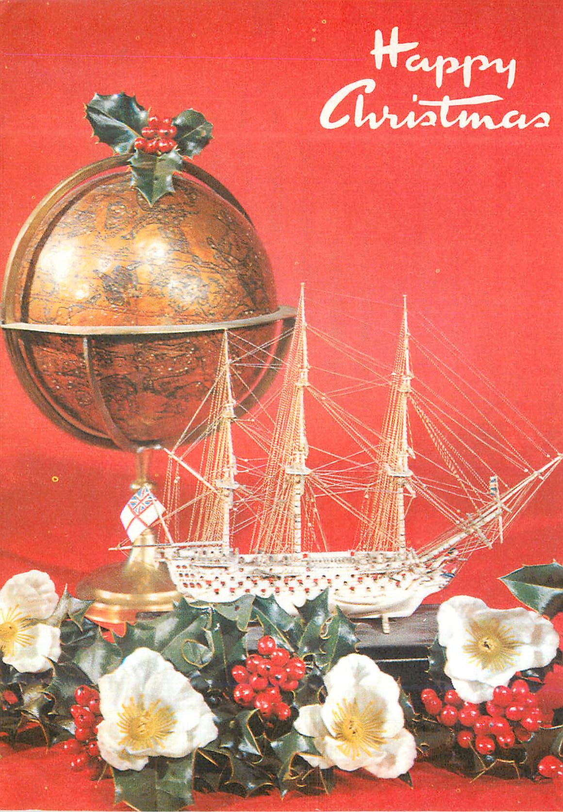 CPM Happy Christmas Bateau Voilier