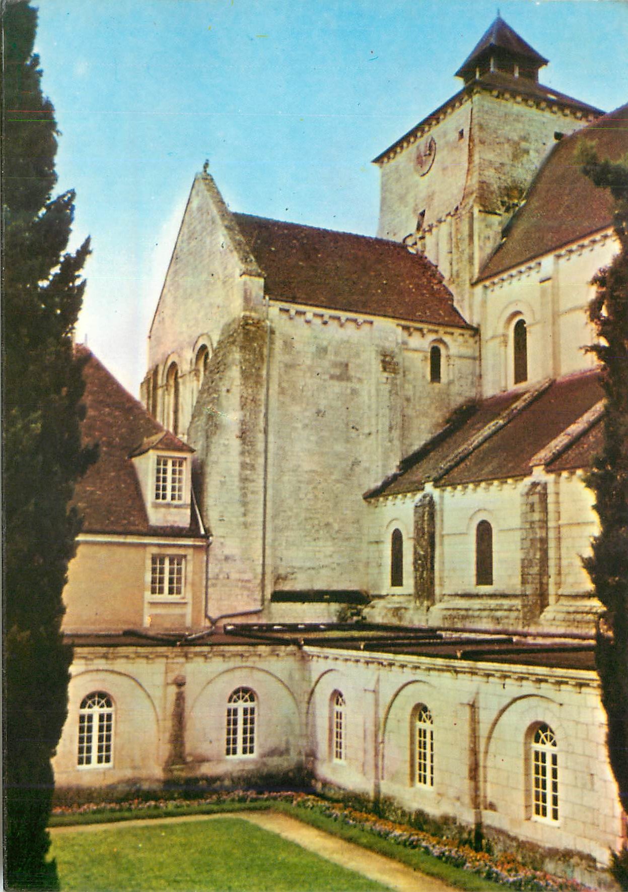 Abbey of Saint-Martin de Laon — view of the cloister and tower — publisher not visible