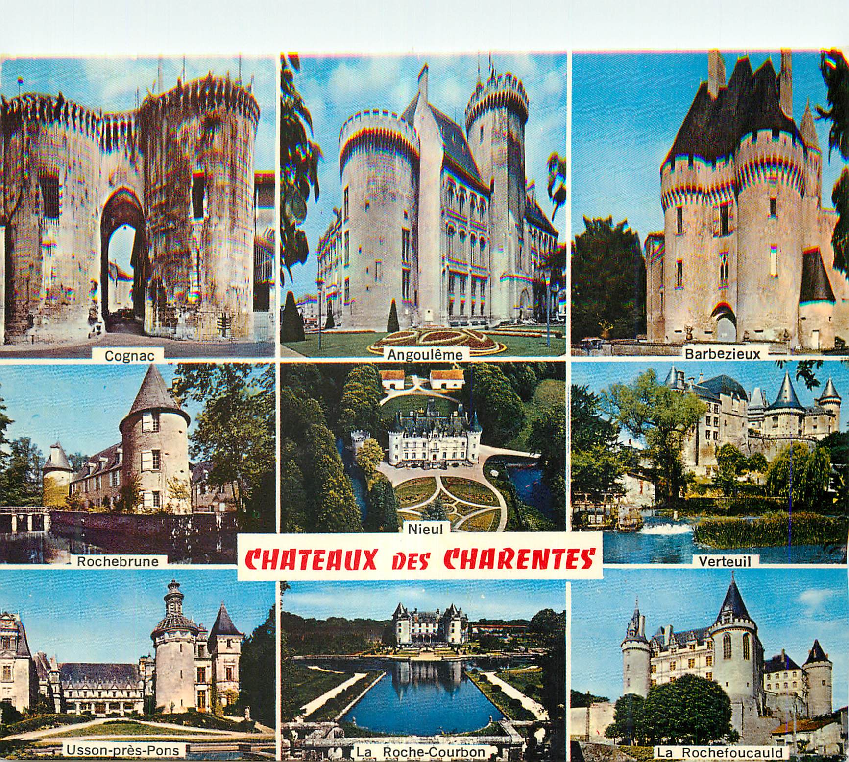 CPM Chateaux des Charentes Cognac Angouleme Barbezieux Rochebrune Nieul Verbeuil Usson pres Pons La Roche Bourbon La Roc