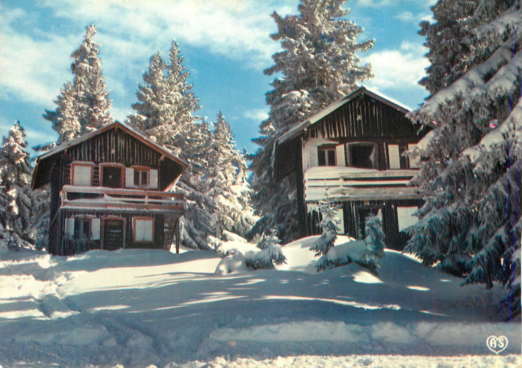 CPM Image de nos Montagnes en Hivers A l'Abri des Sapins Enneiges Les Vieux Chalets
