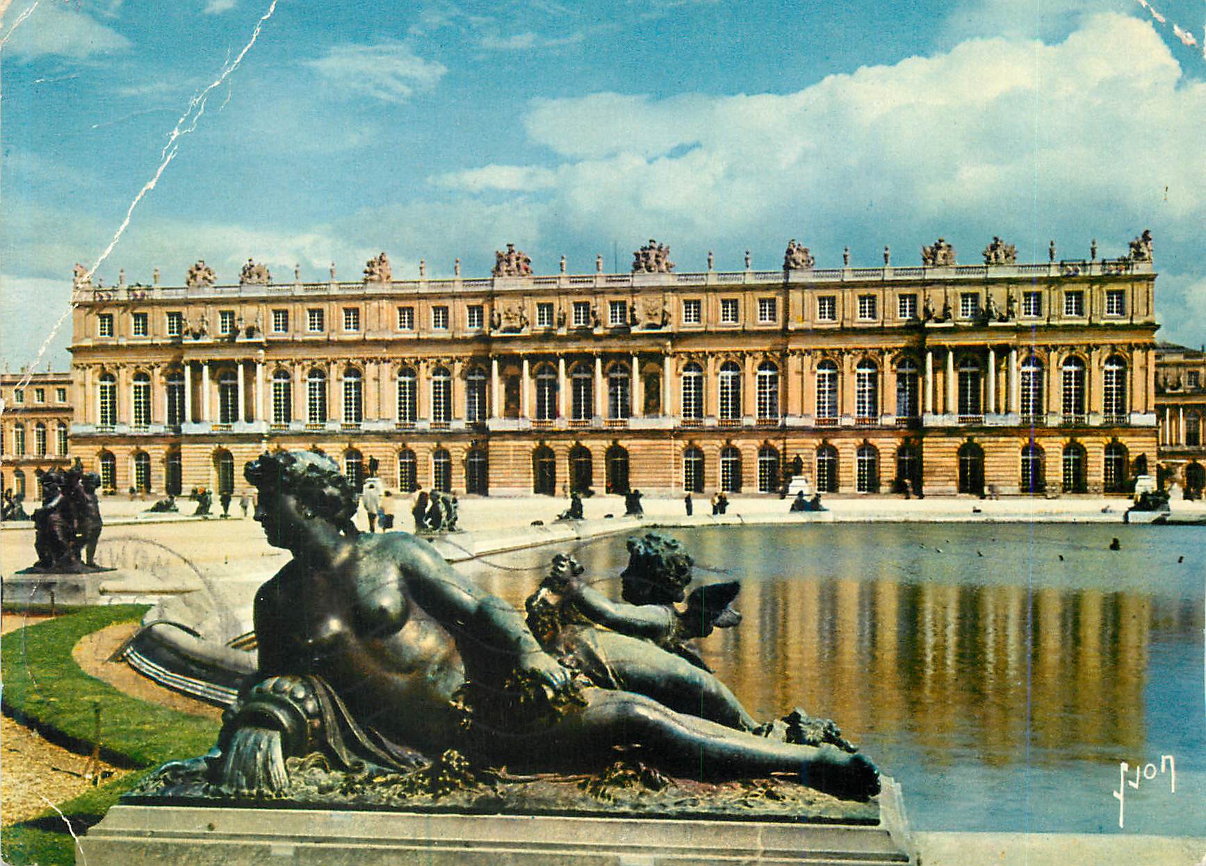 Château de Versailles — Vue du Grand Canal et de la Fontaine des Chevaux — Éditeur J. VON