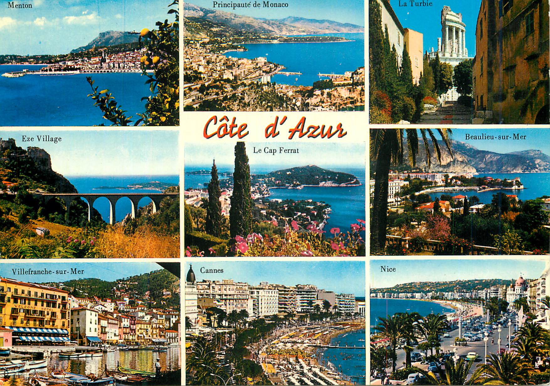 CPM Cote d'Azur Menton Monaco La Turbie Eze Village Le Cap Ferrat Beaulieu sur Mer Villefranche sur Mer Canne sNice