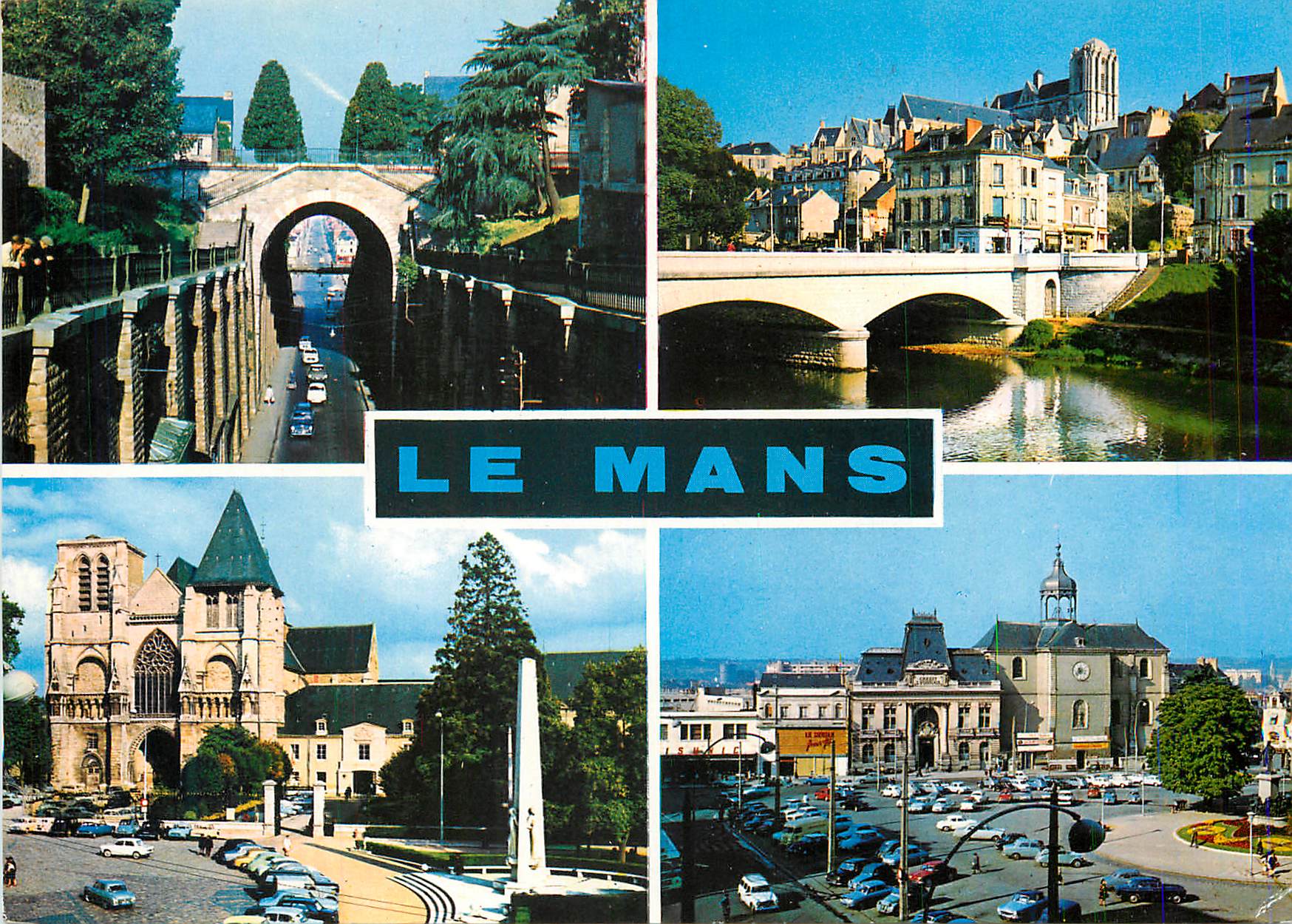 CPM Le Mans (Sarthe) Rue Wilbur Pont Yssoir Eglise de la Couture Place de la Republique