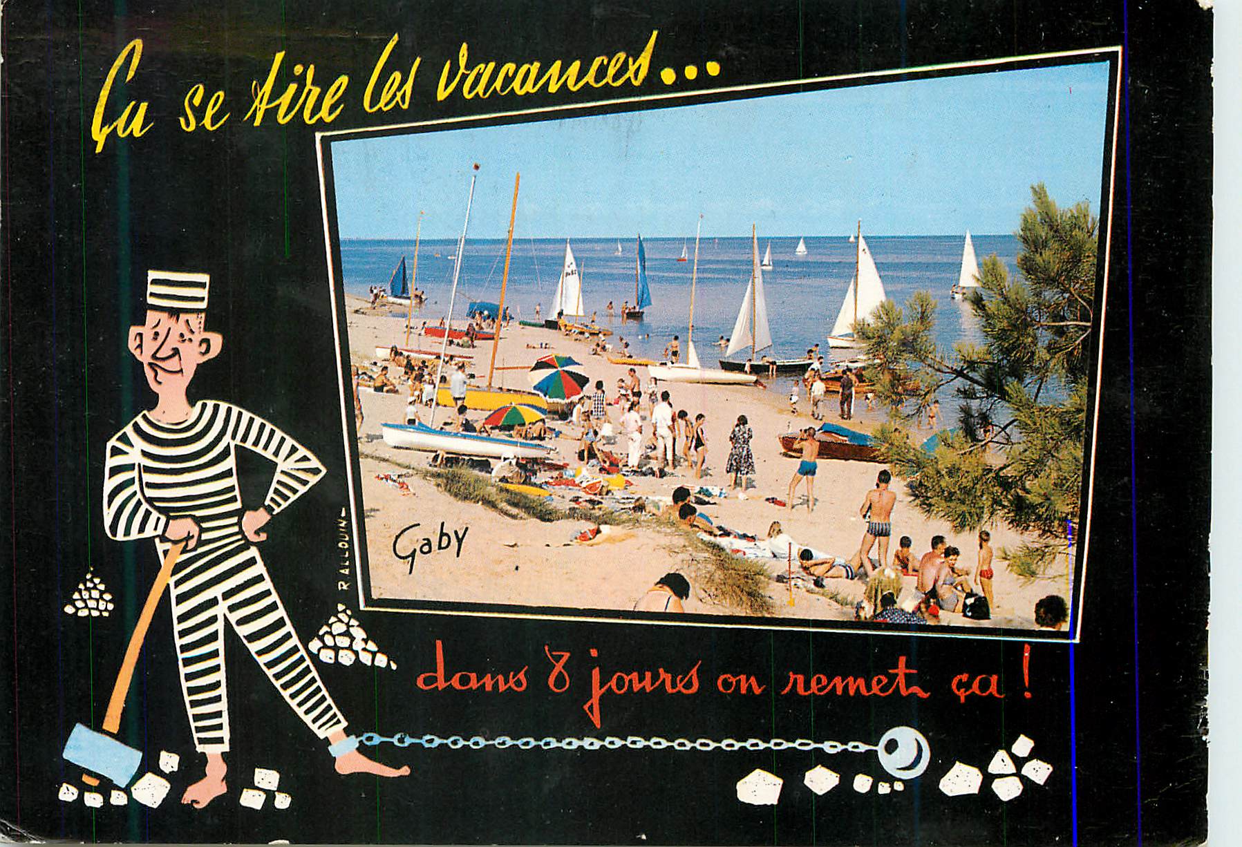 CPM Ca se tire les Vacances dans 8 Jours on Remet ca Bagne