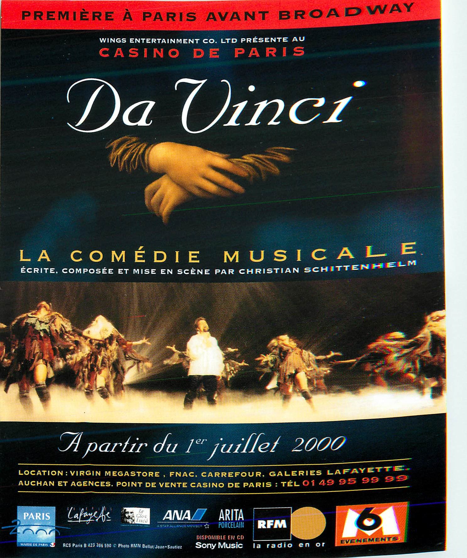 CPM Da Vinci La Comedie Musicale Premiere a Paris avant Brodway L'Evenement Musicale de l'Ete 2000