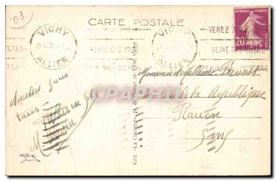 Vichy CPA Le aprc du casino — Verso