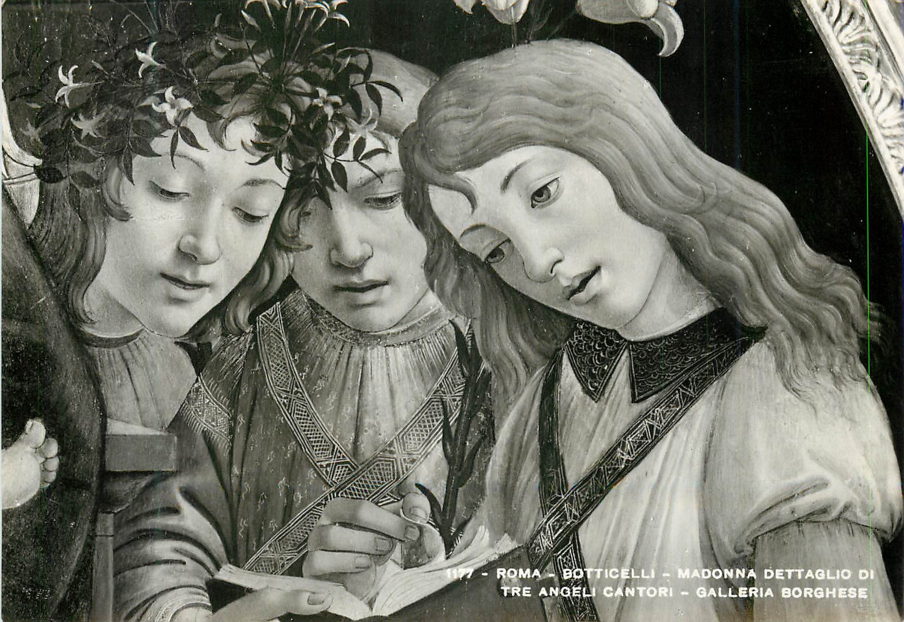 CPM Roma Botticelli Madonna Dettaglio di Tre Angeli Cantori Galleria Borghese