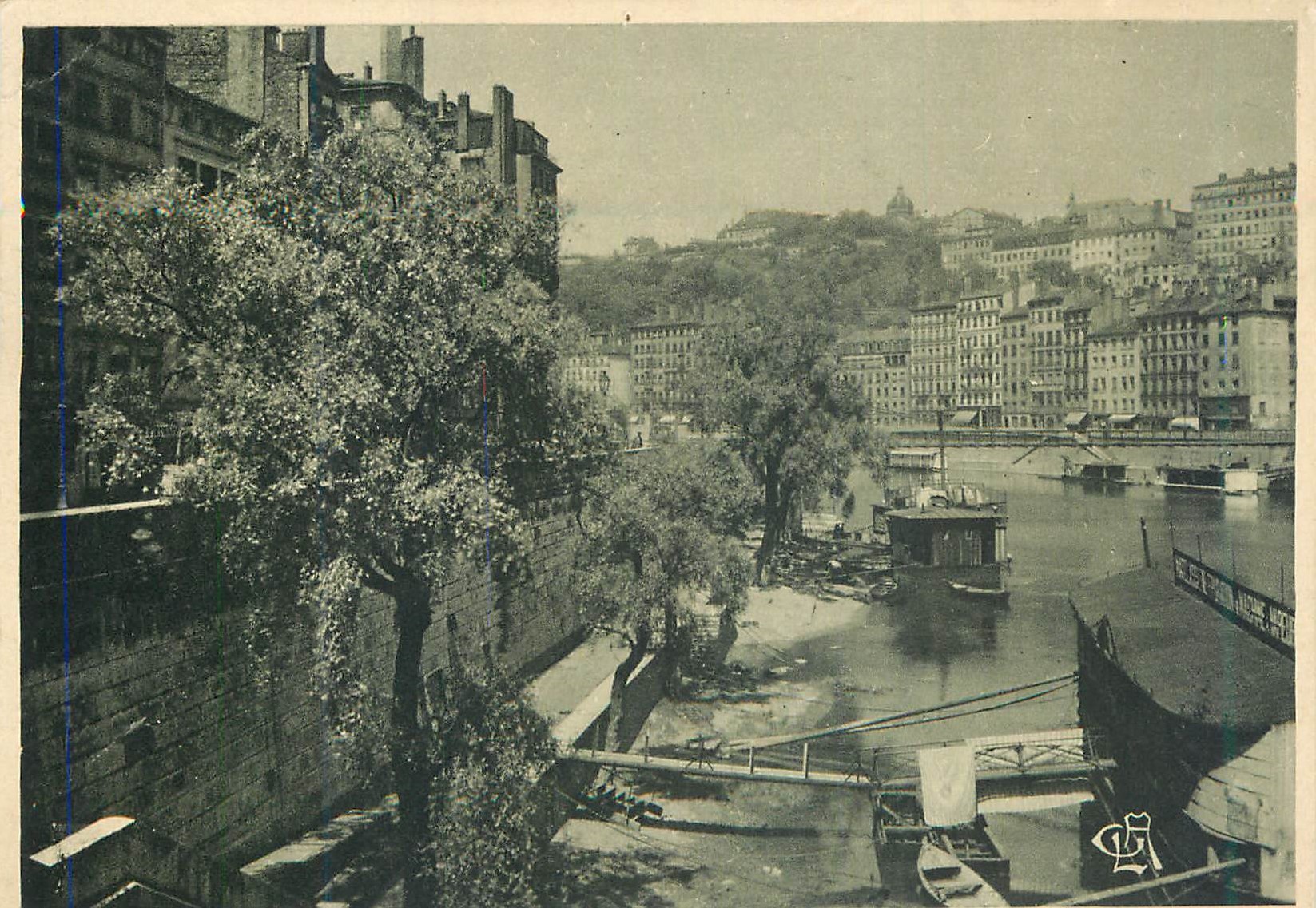 CPM Lyon La Saone en amont du Pont la Feuillee