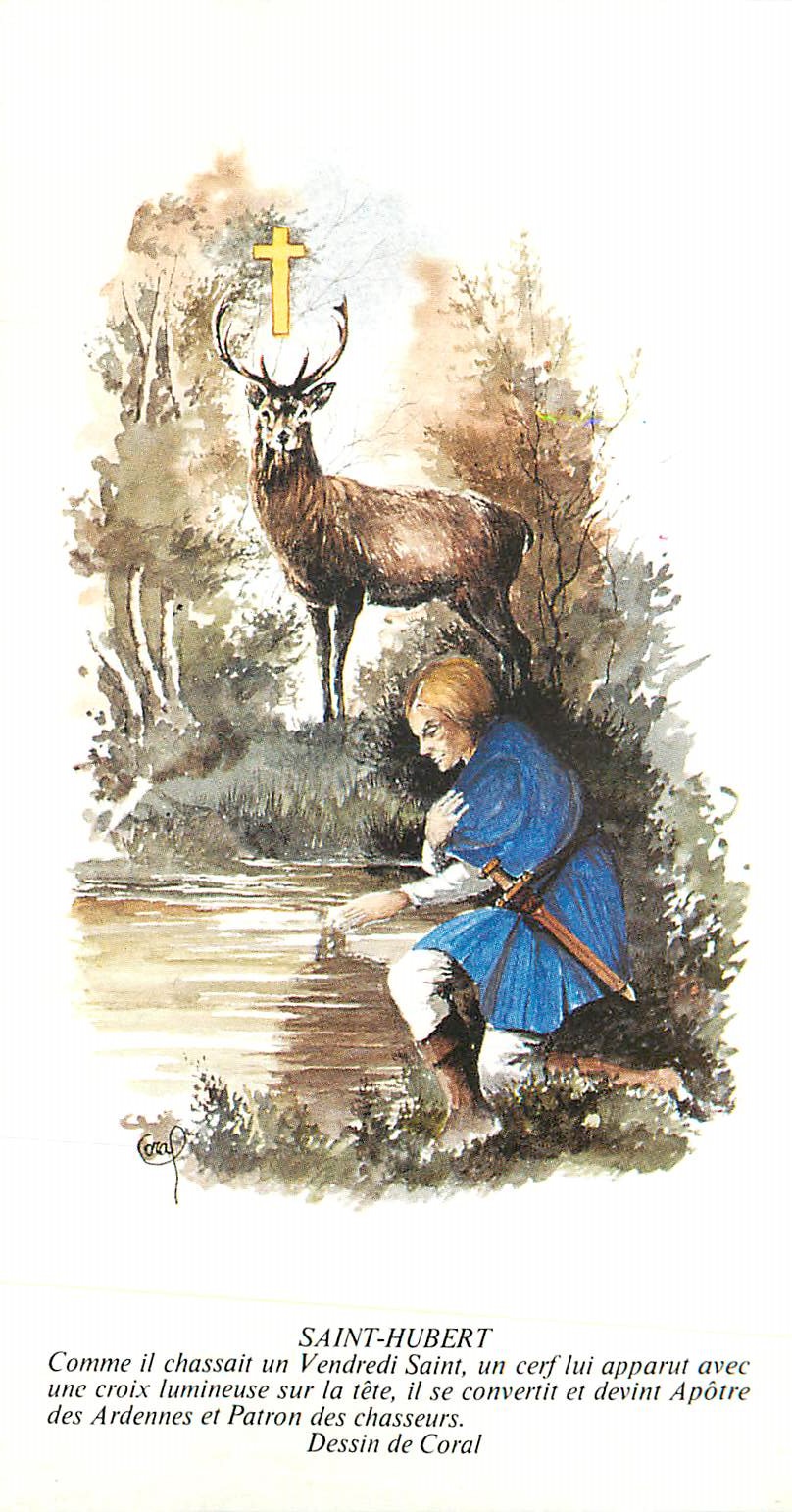CPM Saint Hubert Comme il Chassait un Vendredi Saint Dessin de Coral