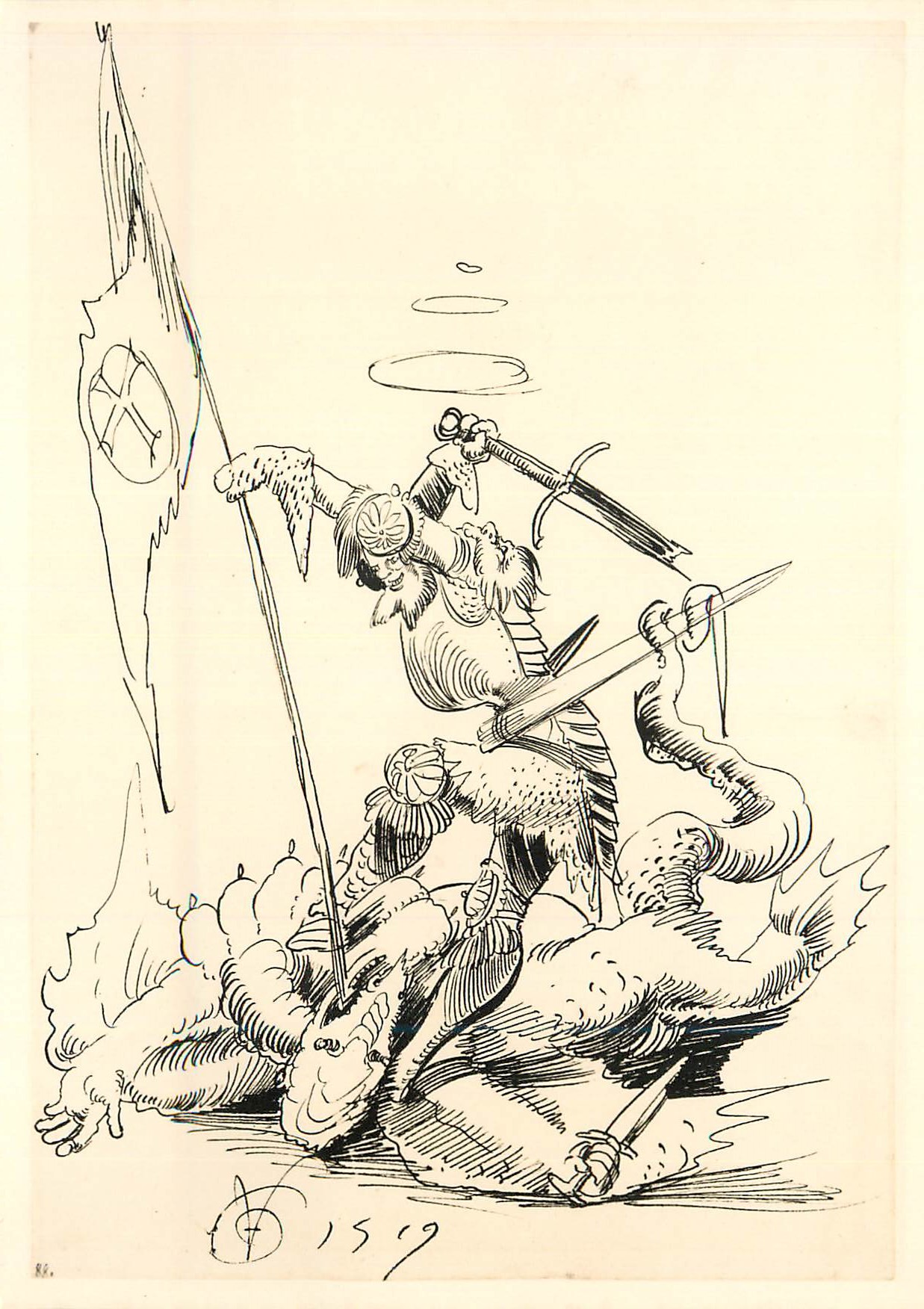 CPM Kunstmuseum Basel Urs Graf Der hl Georg im Kampf mit dem Drachen Federzeichnung