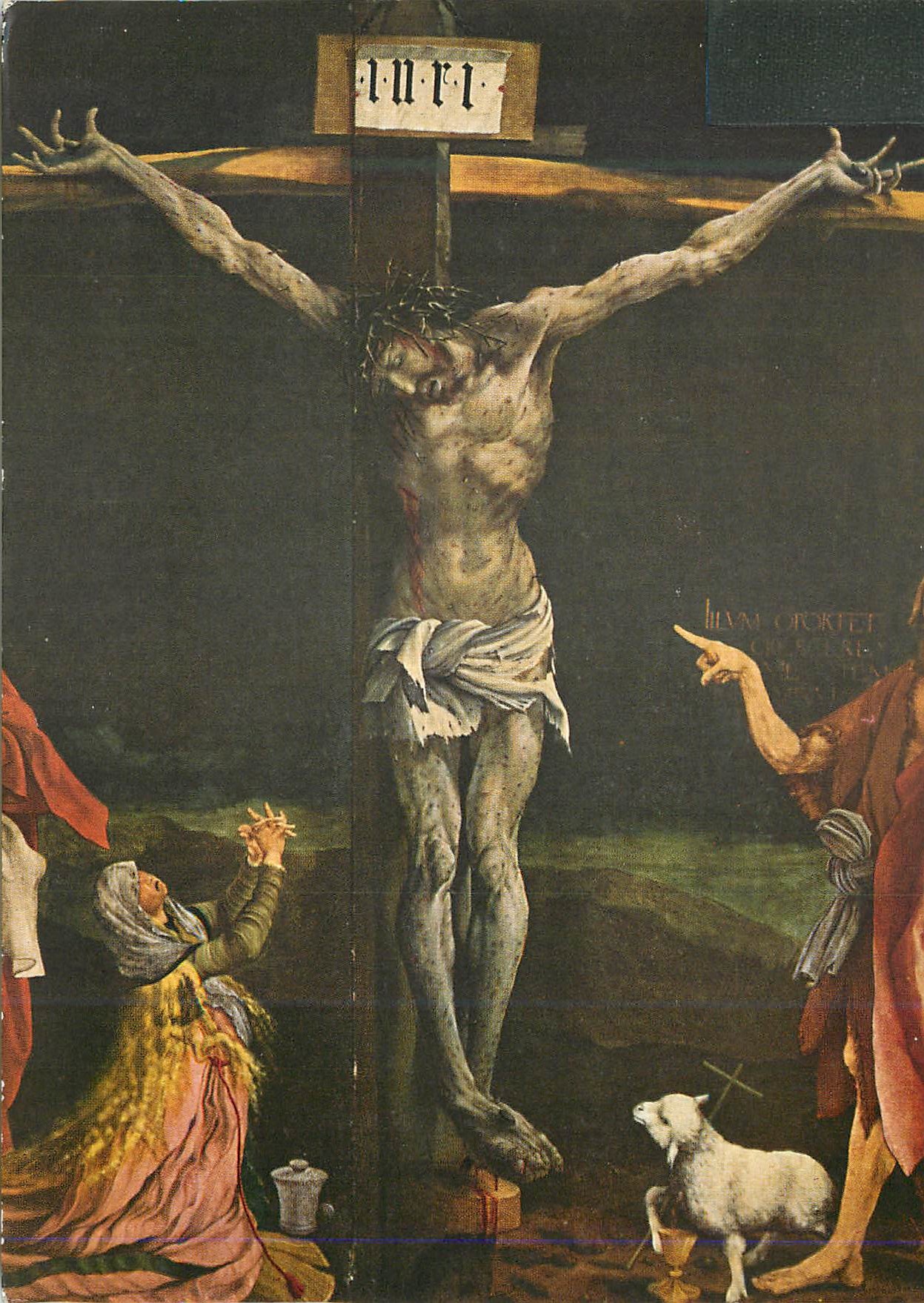 Crucifixion de Jésus — peinture religieuse — éditeur inconnu, n° de série non lisible