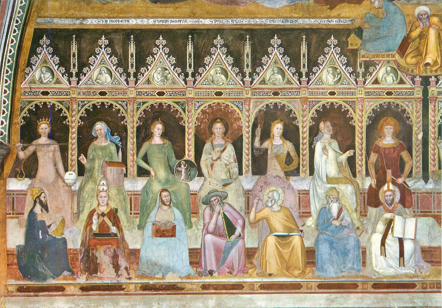 CPM Firenze S M Novella Cappellona degli Spagnoli Andrea da Firenze 1365 Triomphe de S Tommaso d'Aquino Detail Les Scien