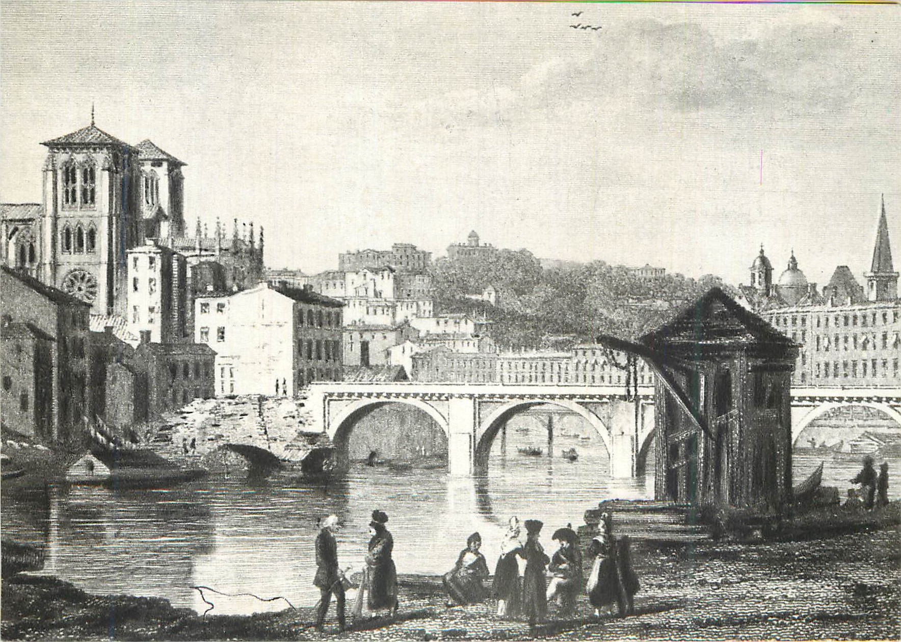 CPM Lyon d'autrefois Pont Tilsit et la Cathedrale