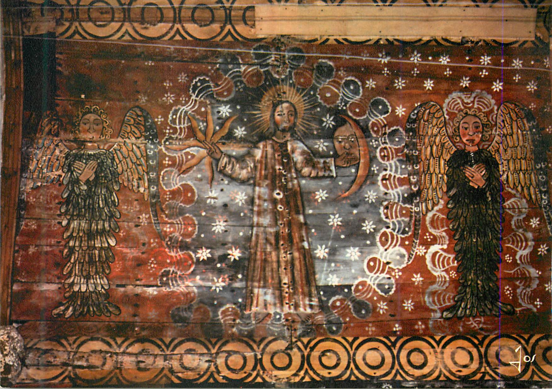 Christ en gloire entre deux anges — peinture murale — Jor