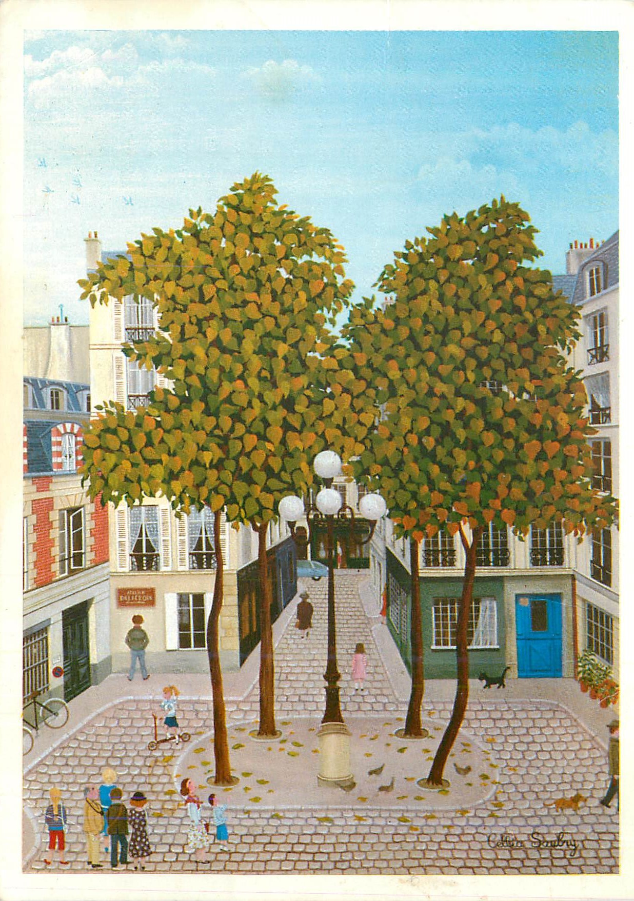 CPM Cellia Saubry La Place Furstenberg Galerie Naifs et Primitifs Rue du Dragon