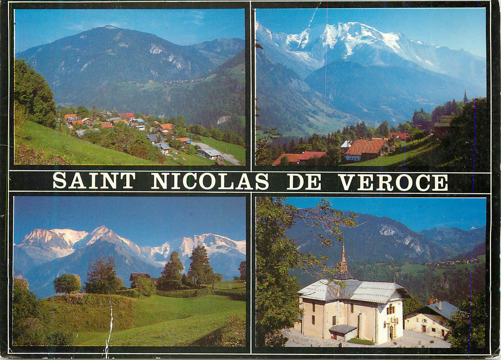 Saint Nicolas de Veroce — vista panoramica e chiesa — editore non visibile
