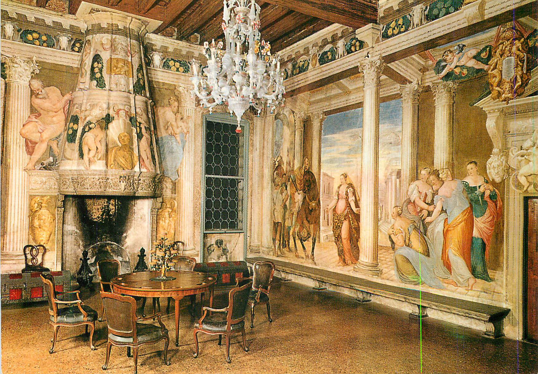 CPM Thiene (Vicenza) Castello Porto Colleoni Thiene Il Caminetto com Vulcan and Venus Massinissa e Sofonisba