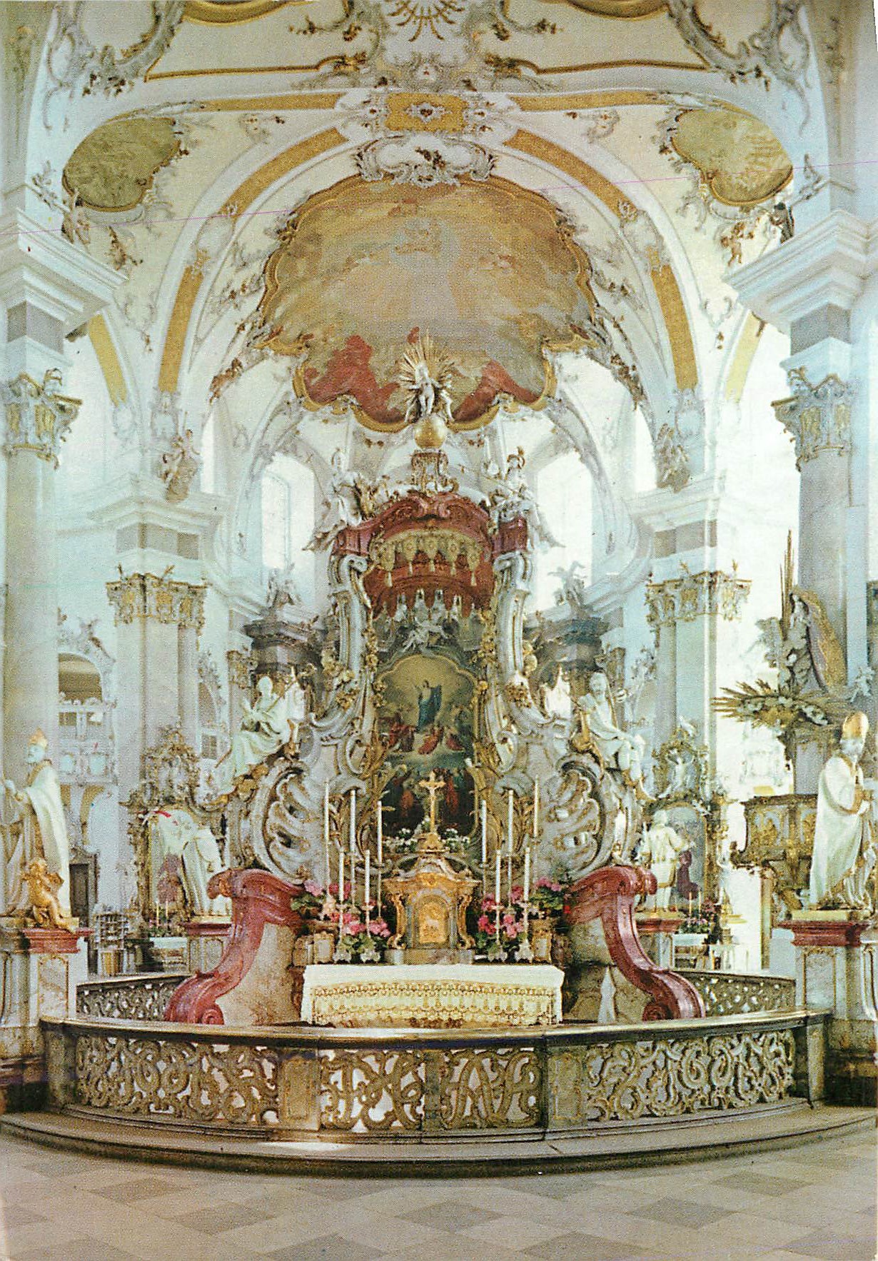 CPM Basilika Vierzehnheiligen Gnadenaltar mit Durchblick zum Hochaltar Baujahr 1743 1772