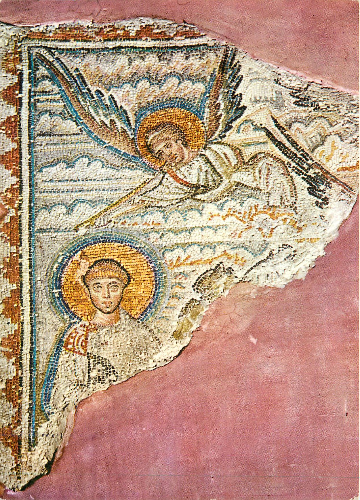 Ange et saint — mosaïque byzantine — fragment
