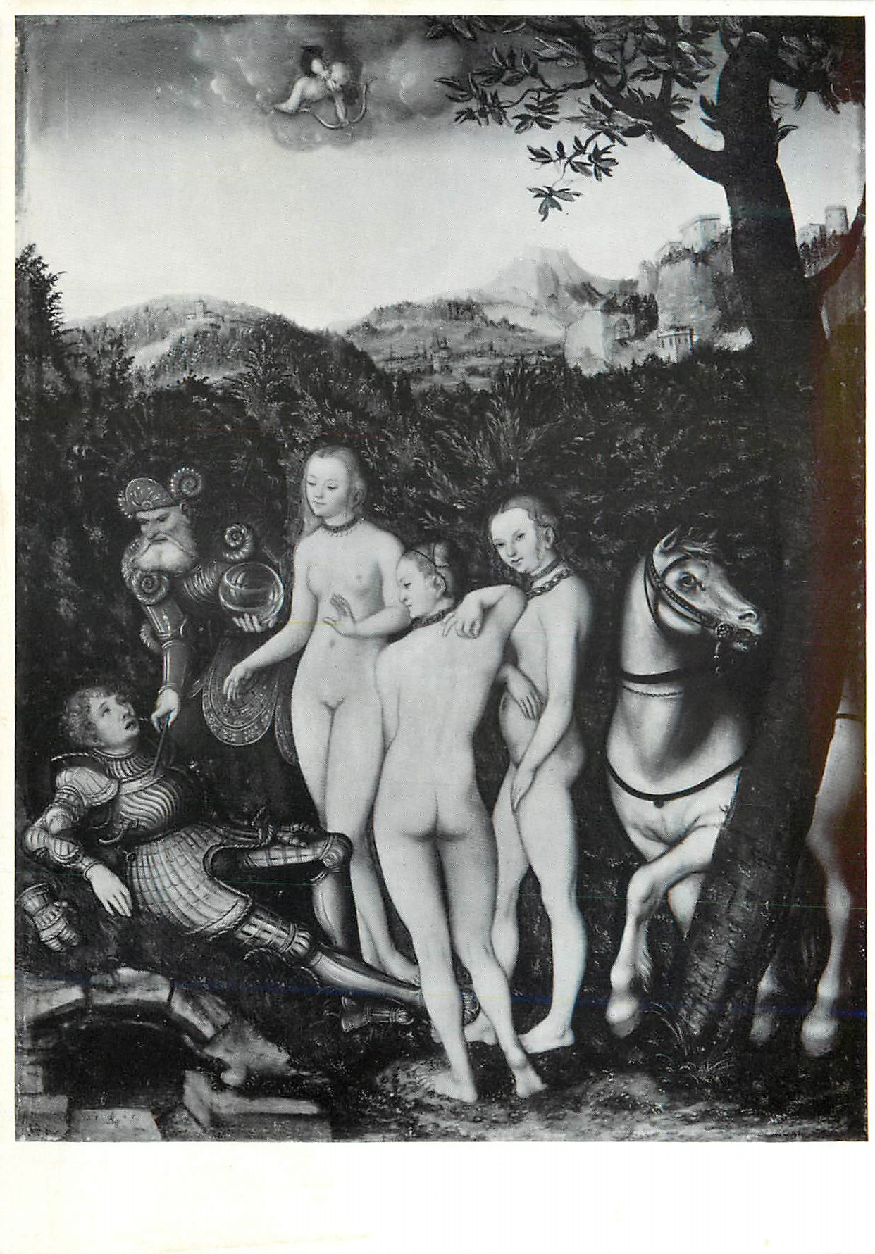 CPM Royal Museum of Fine Art Copenhagen Danmark The Gudgement of Paris 1527 Lucas Cranach (1472 1553) Paris'Dom