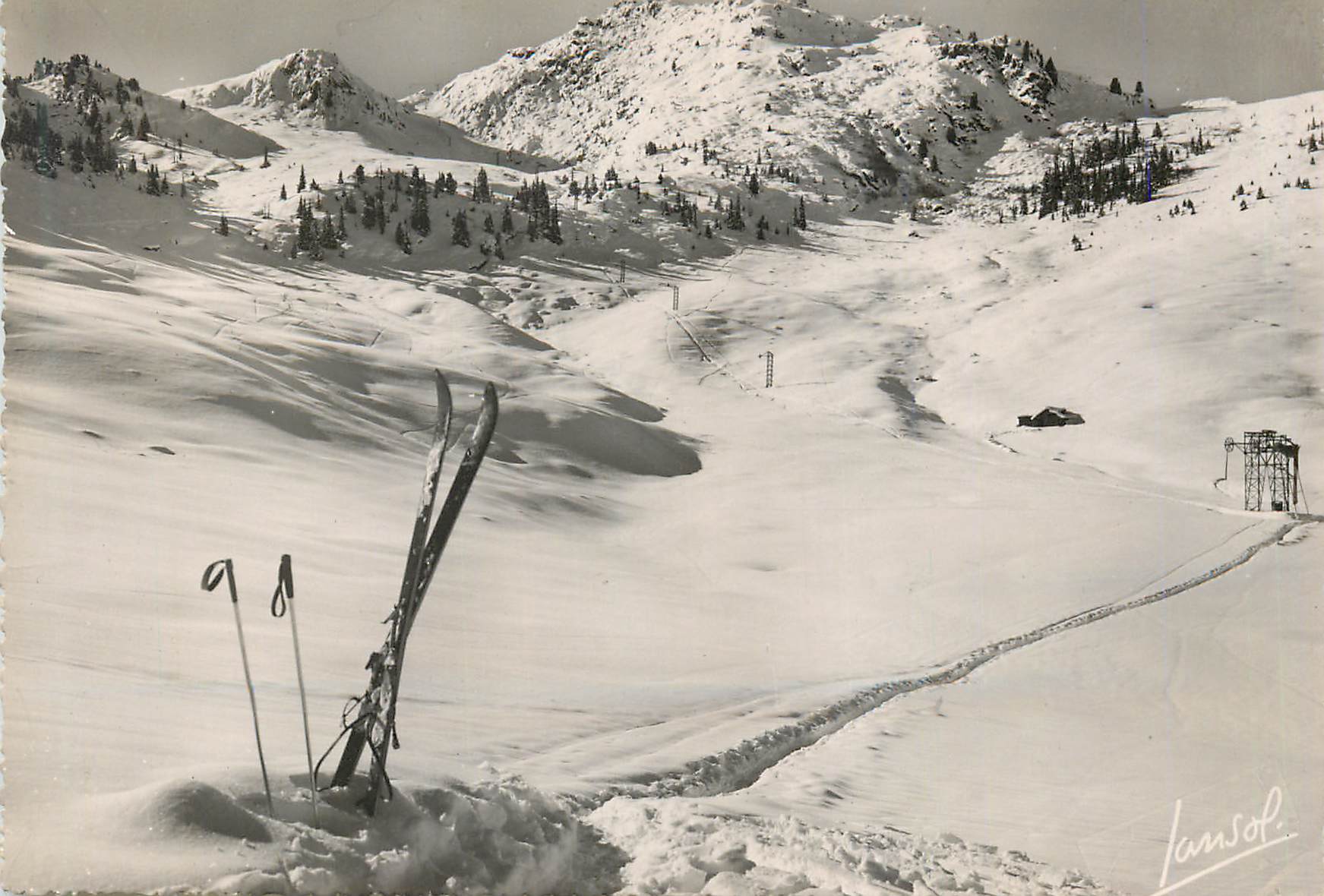 CPM Moriond (Savoie) Les Trois Vallees alt 1650 m Depart du Teleski du Signal de L'Ariondaz (2000 m)