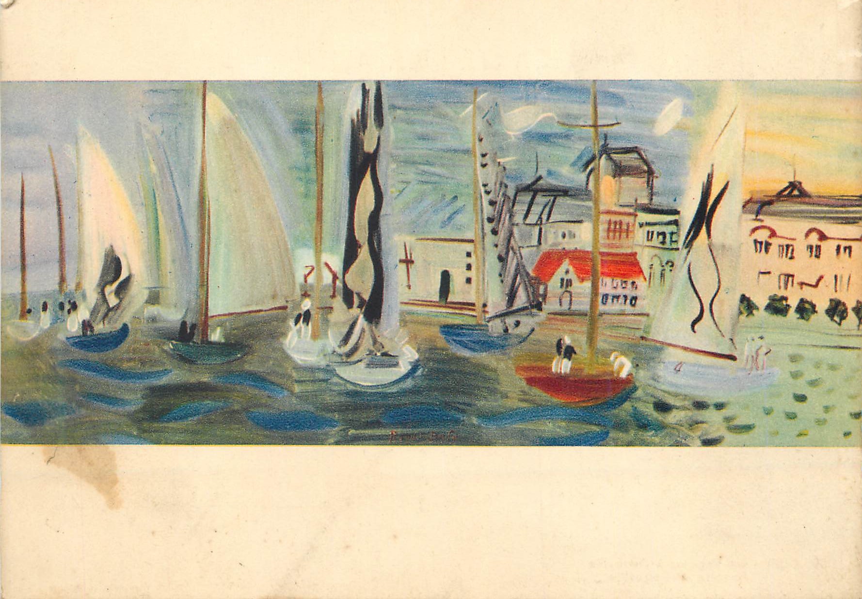 Port de plaisance — voiliers au crépuscule — illustration artistique