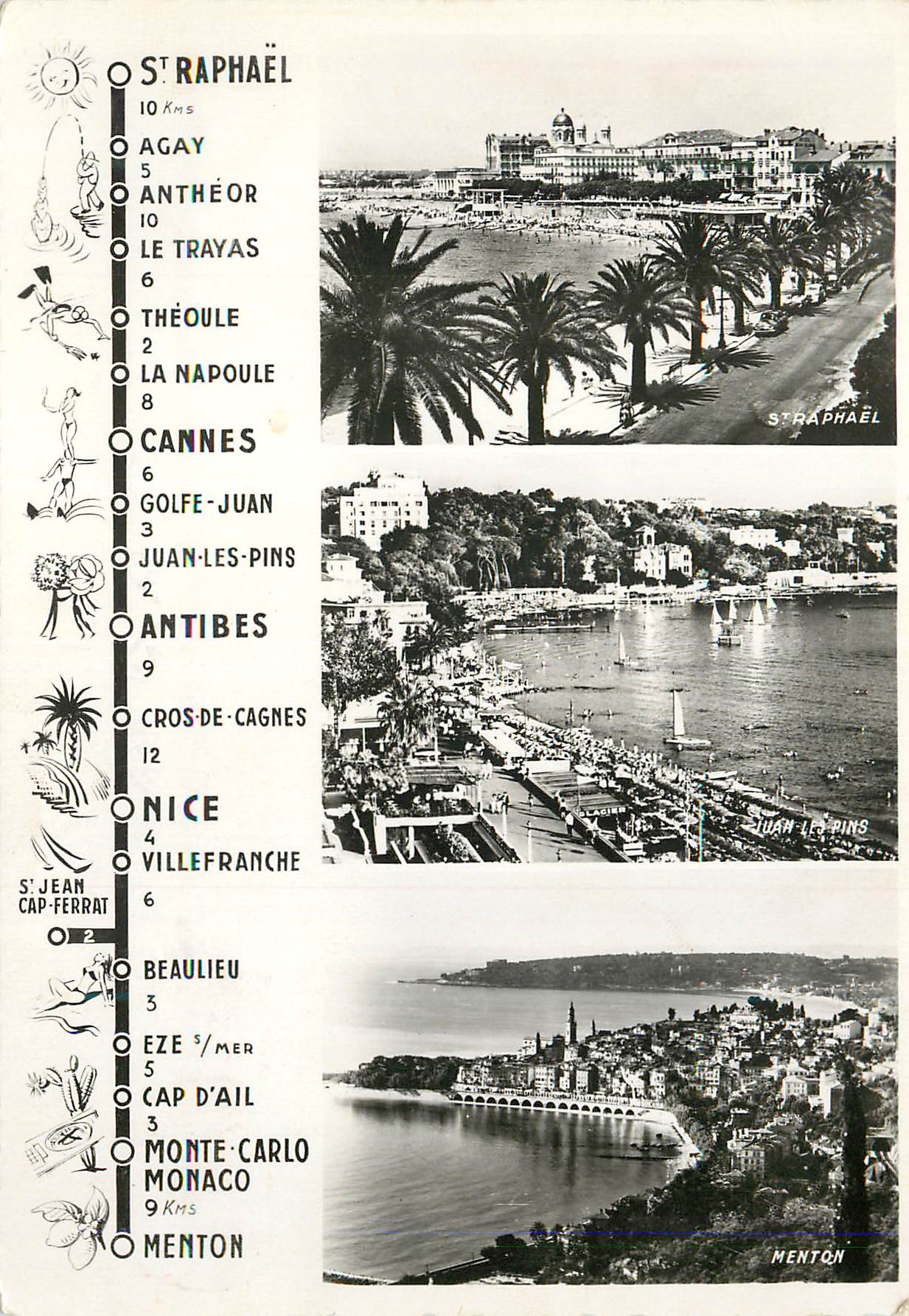 CPM De St Raphael a Menton Via Juan les Pins par le Bord de Mer