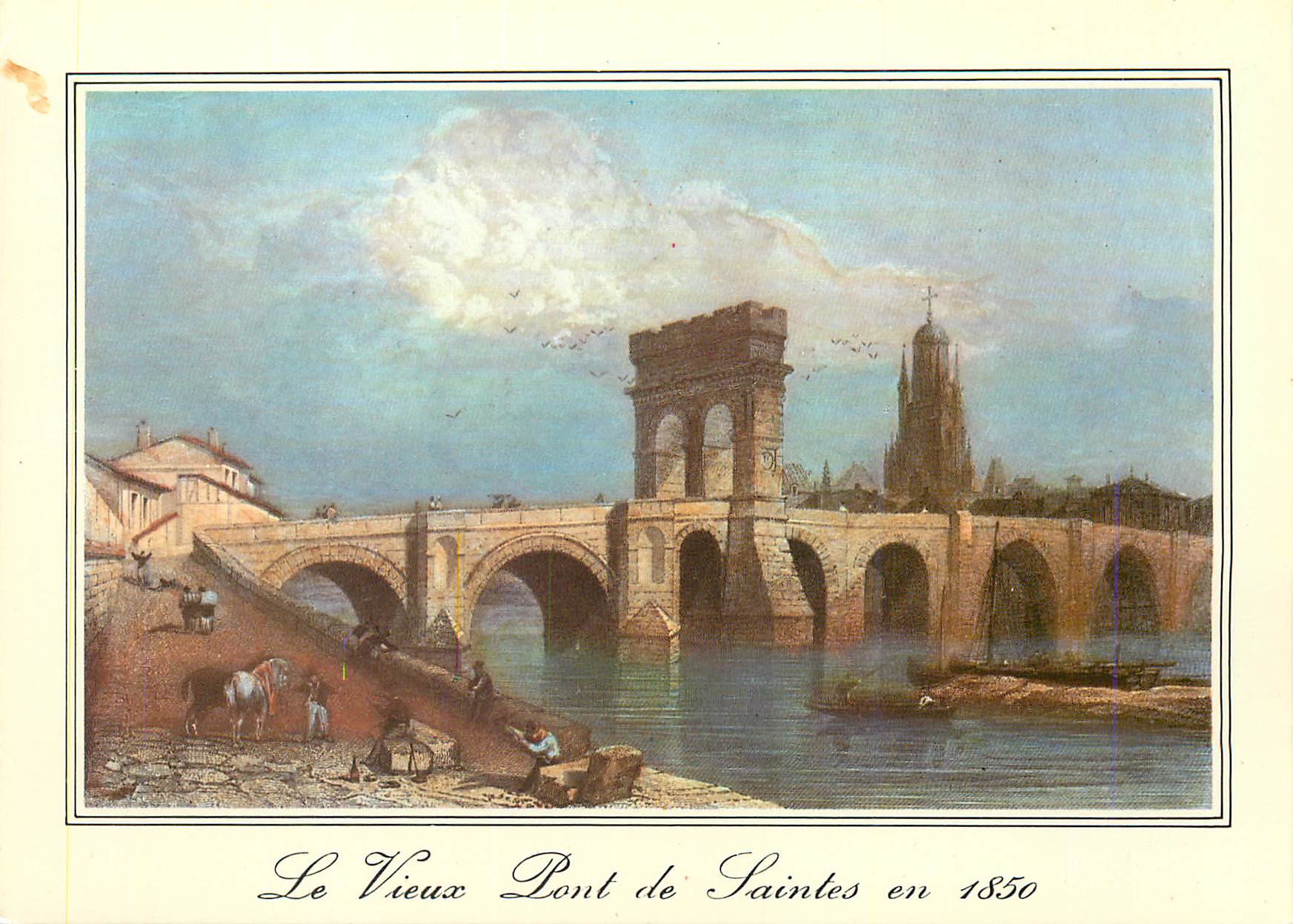 CPM Saintes Vieilles Gravure de 1850 Les Arenes Gallo Romaines Ier et 2eme Siecles au Fond L'Eglise St Eutrope (XIe Siec