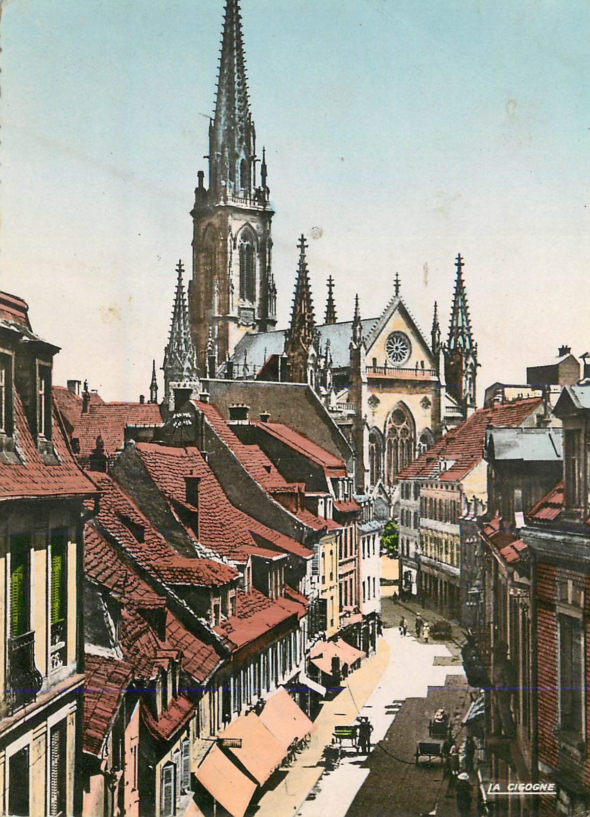 CPM Mulhouse Rue Henriette et le Temple