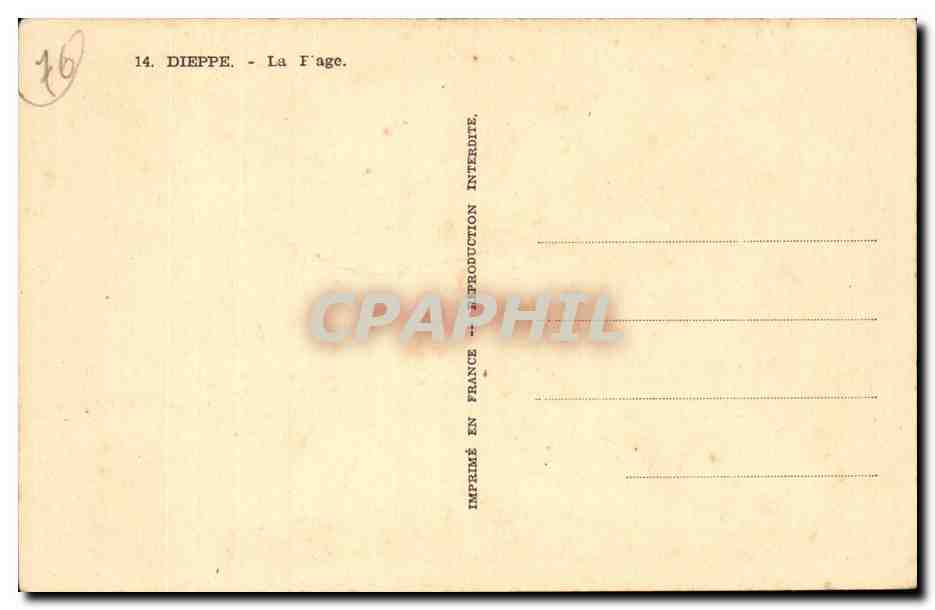 Dieppe CPA La plage — Rückseite