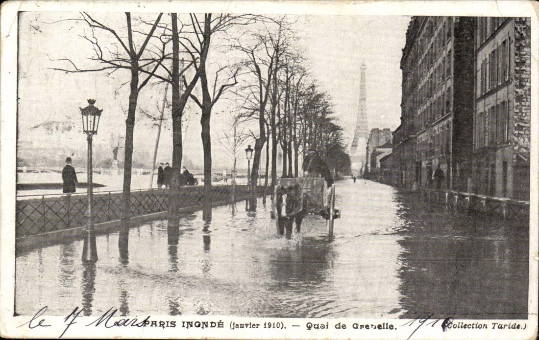 Paris inonde CPA Quai de Grenelle Janvier 1910