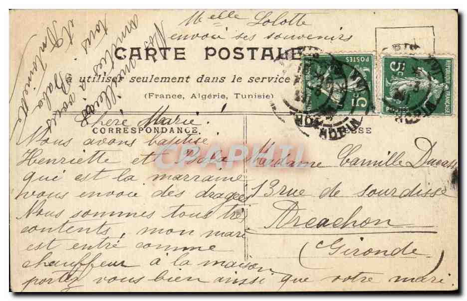 Paris inonde CPA Quai de Grenelle Janvier 1910 — Rückseite