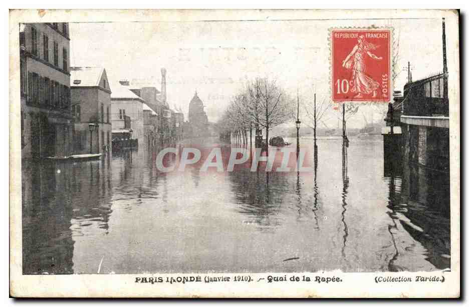 Paris inonde CPA Quai de la Rapee Janvier 1910