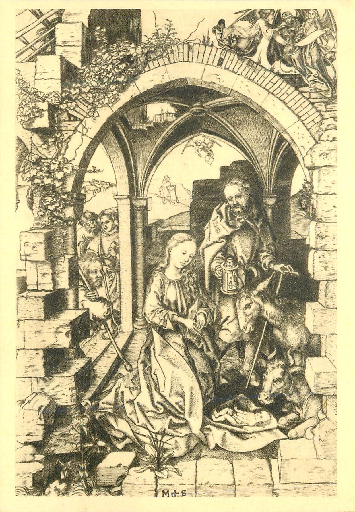 CPM Colmar vers 1450 Brisach 1491 Martin Schongauer Peintre Graveur La Nativite